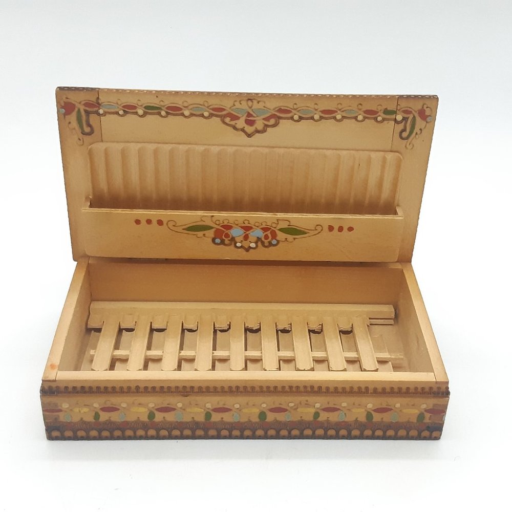 Bulgarian Airlines Wooden Cigarette Box -"Balkan"